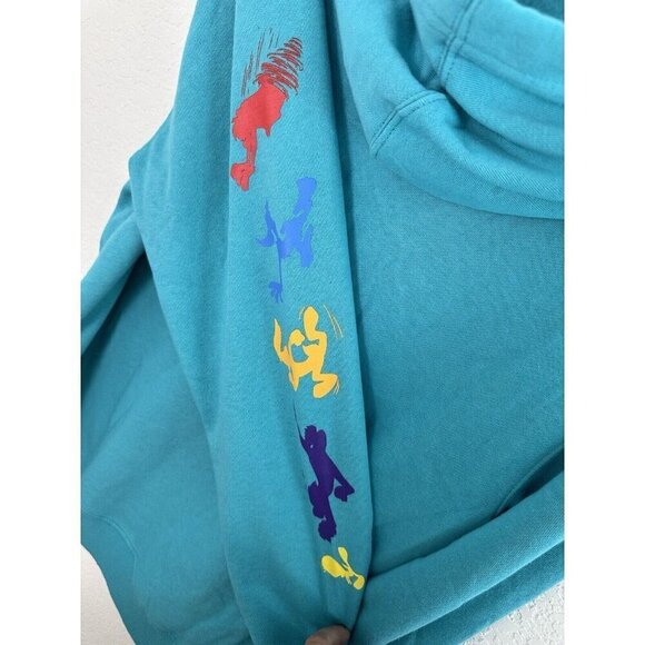 NWOT Looney Tunes Men's Neon Blue/Green Hooded Sweatshirt Size S Anime Influence - Picture 8 of 11